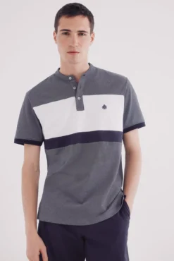Polo piqué bloco oxford mao slim fit