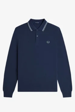 Polo piqué de manga comprida masculina