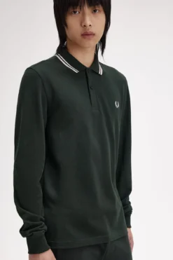 Polo piqué de manga comprida masculina