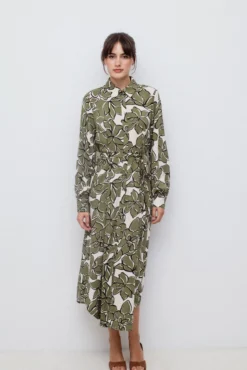 Print midi shirt dress
