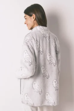 Robe curto de tecido polar com pelo cinzento "Hedwig"