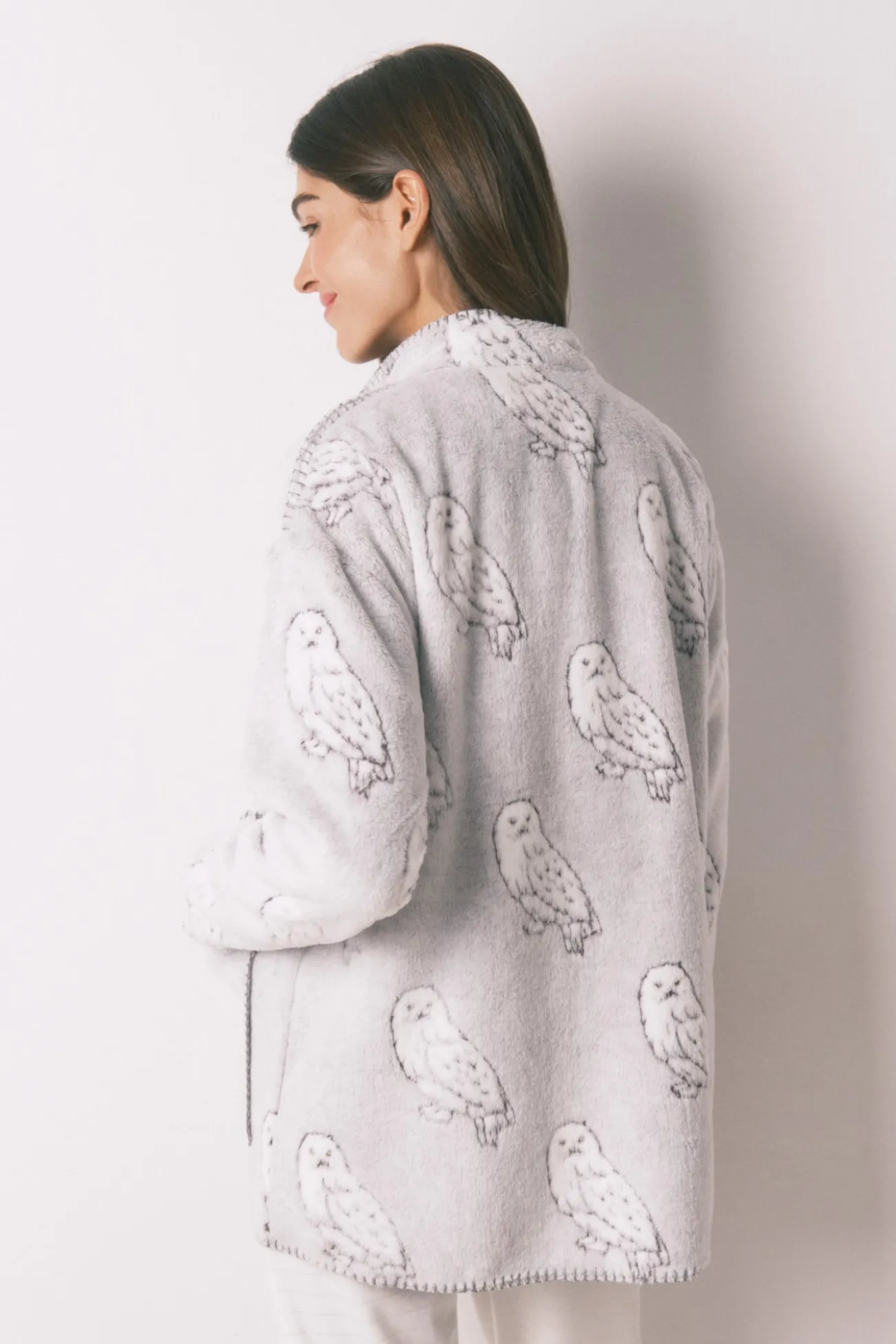 Robe curto de tecido polar com pelo cinzento "Hedwig"