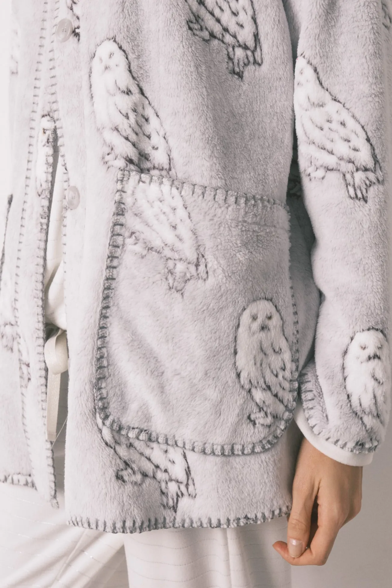 Robe curto de tecido polar com pelo cinzento "Hedwig"