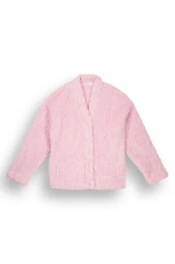 Robe curto rosa com corações de cabelo fofo