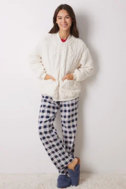 Robe de manga curta em borrego