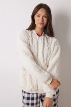 Robe de manga curta em borrego