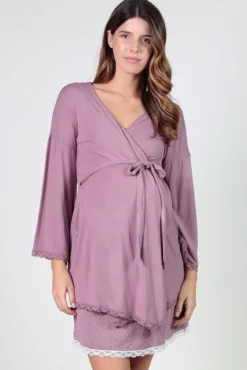 Robe pré-mamã com detalhes de renda
