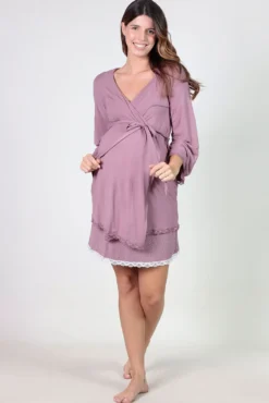 Robe pré-mamã com detalhes de renda
