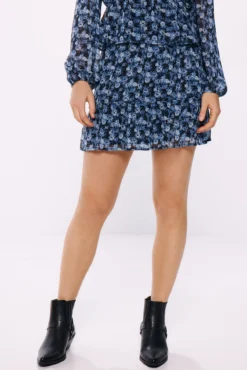 Saia de chiffon lurex estampada