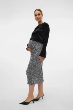 Saia de lantejoulas para maternity