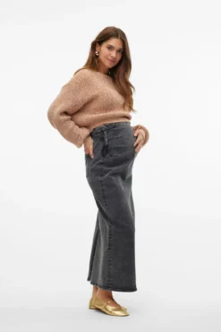 Saia jeans longa maternity