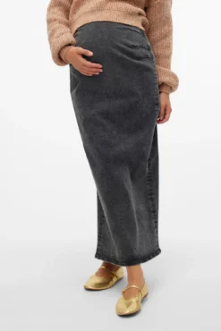 Saia jeans longa maternity