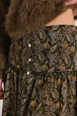 Saia longa com estampado e babados