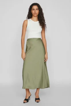 Saia midi acetinada