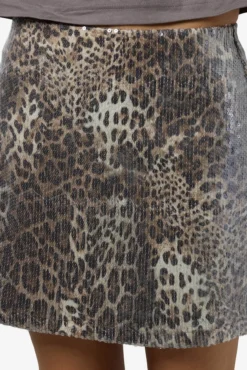 saia midi com lantejoulas de animais
