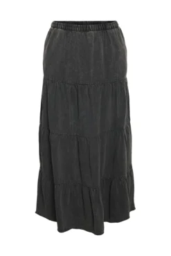 Saia midi com painéis lavados