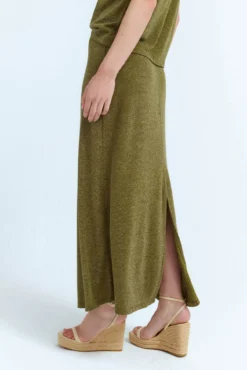 Saia midi de malha com lurex