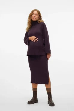 Saia midi de malha maternity