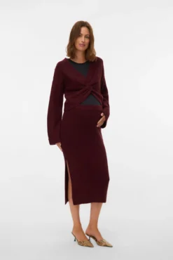 Saia midi de malha para maternity