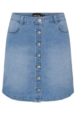 Saia midi denim.