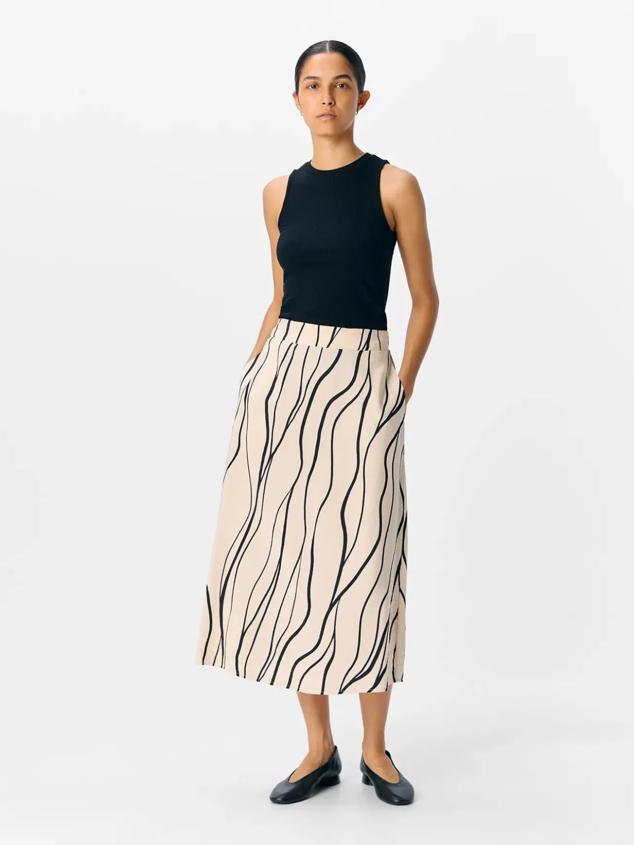 Saia midi estampada
