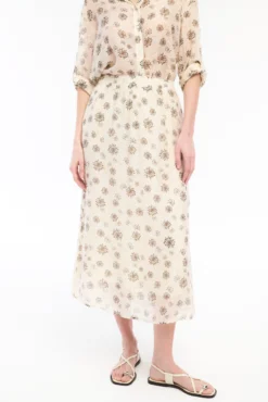 Saia midi estampada com viscose