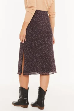 Saia midi pequena com estampado floral