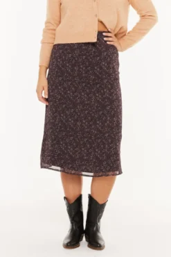 Saia midi pequena com estampado floral