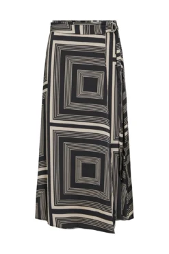Satin-finish midi skirt
