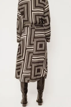 Satin-finish midi skirt