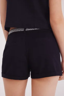 Shorts calças chino com cinto