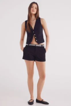 Shorts calças chino com cinto