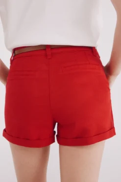 Shorts calças chino com cinto