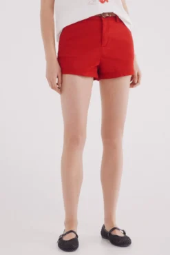 Shorts calças chino com cinto