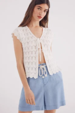 Shorts de cinto tencel