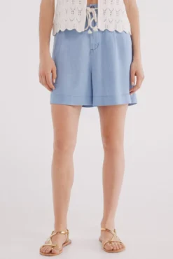 Shorts de cinto tencel