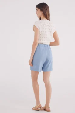Shorts de cinto tencel
