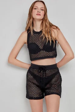 Shorts de crochet preto