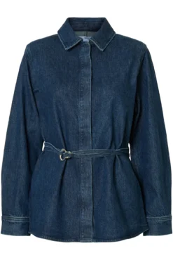 Sobrecamisa jeans com cinto.