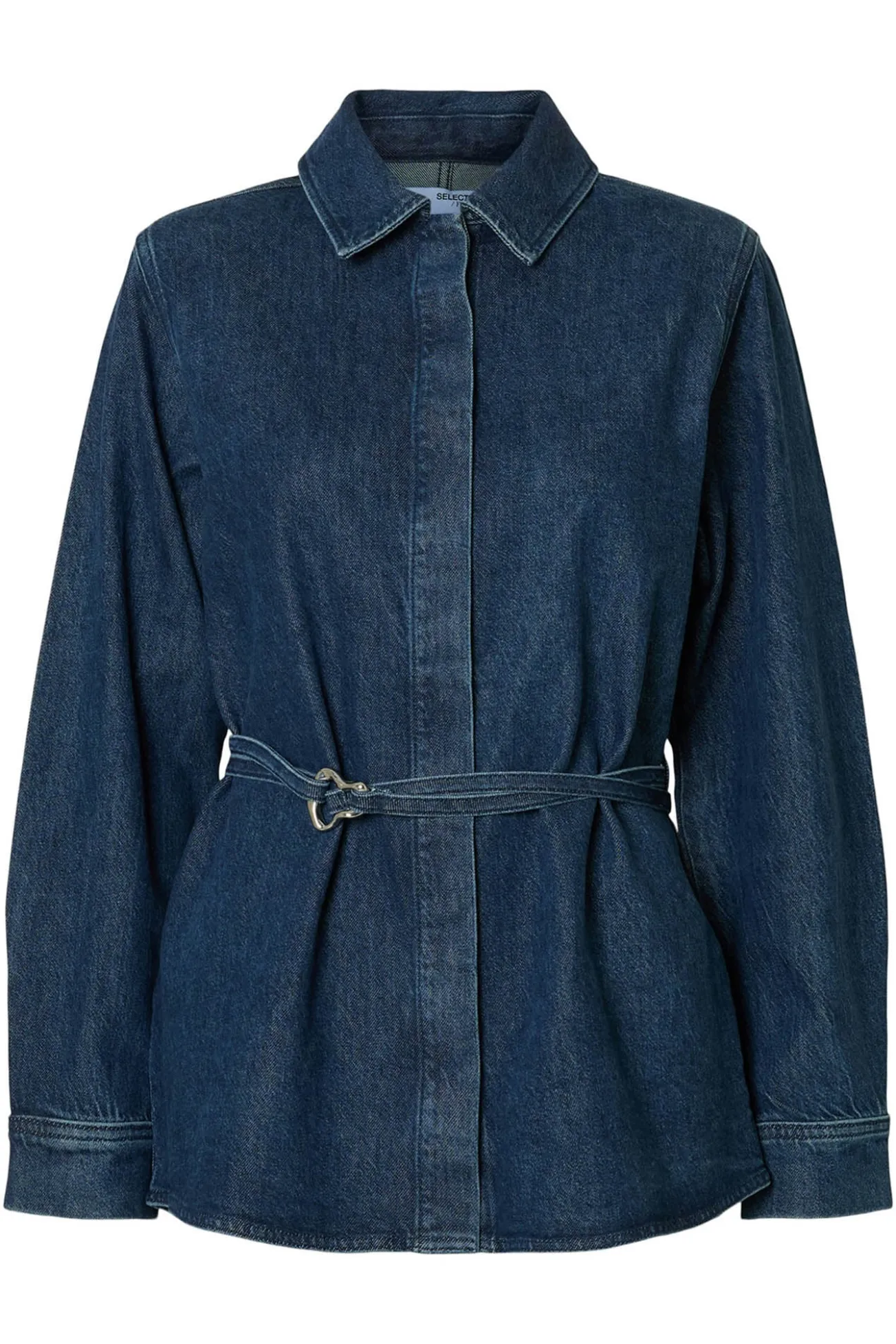 Sobrecamisa jeans com cinto.