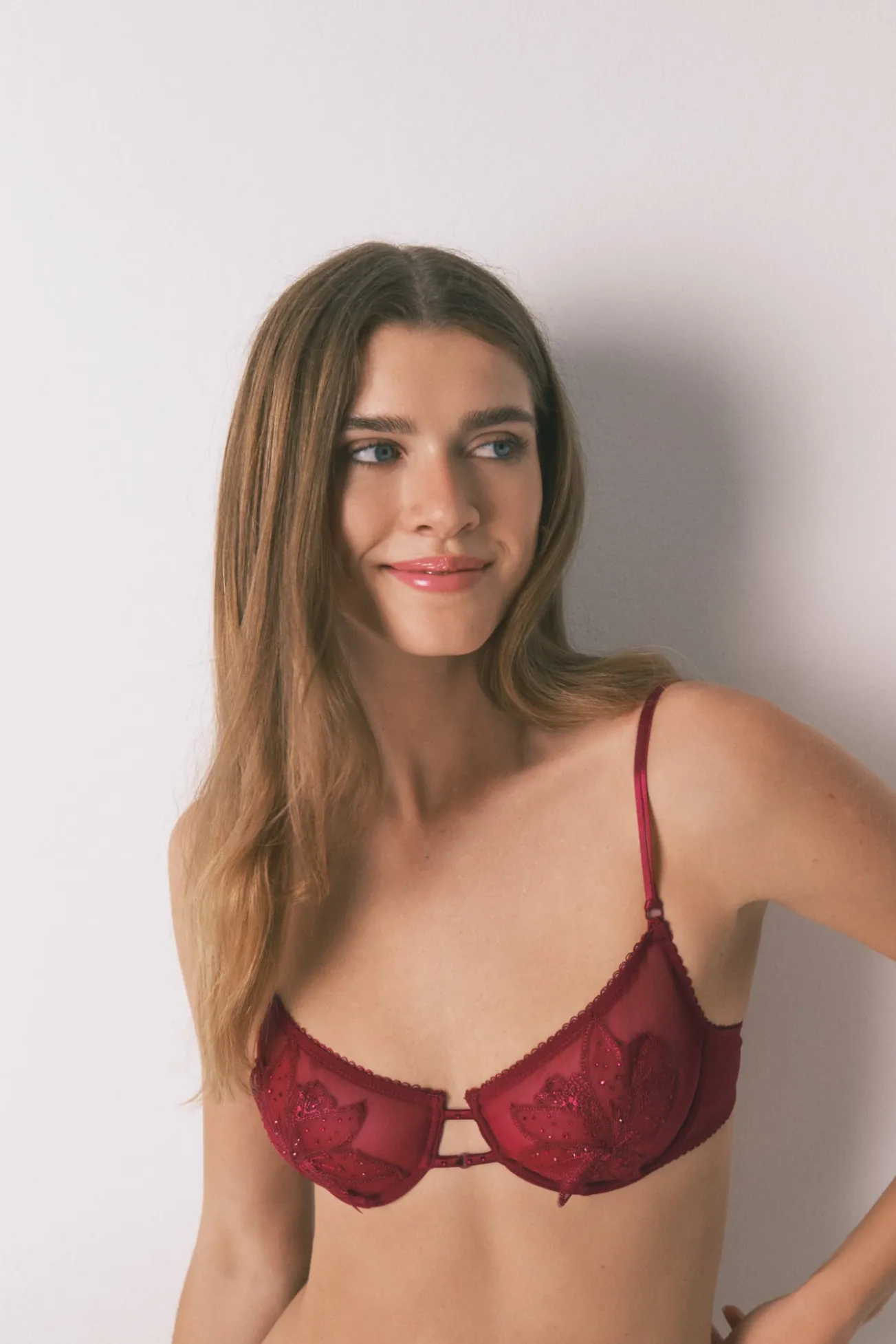 Soutien balconette PRETTY tule vermelho brilho