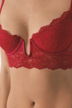 Soutien GORGEOUS push up renda vermelho brilho