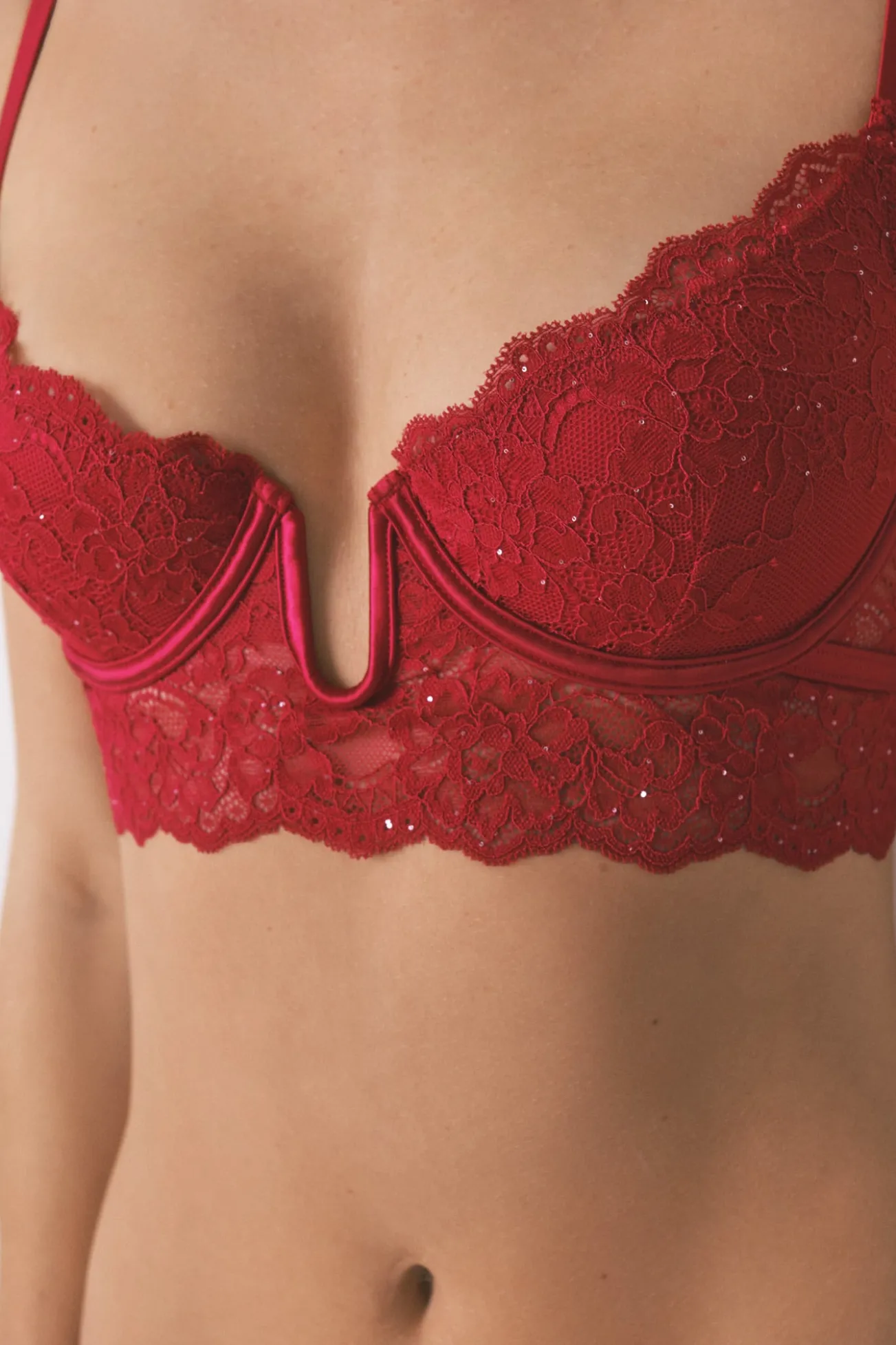 Soutien GORGEOUS push up renda vermelho brilho