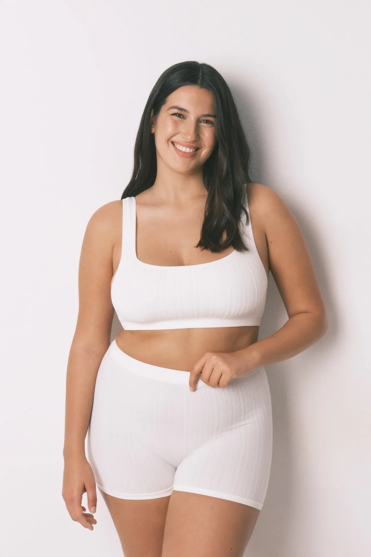 Soutien top sem costura tricô branco