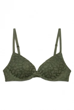 Soutien triangular CHARMING com enchimento em renda caqui