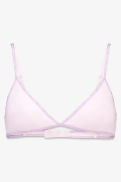 Soutien triangular de algodão rosa com copas removível