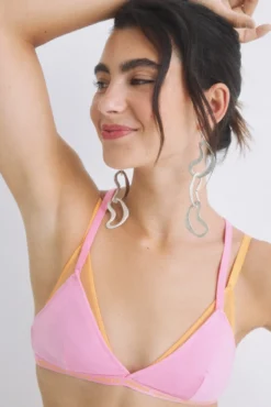 Soutien triangular mesh rosa