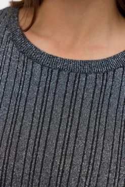 Suéter canelado lurex plus size