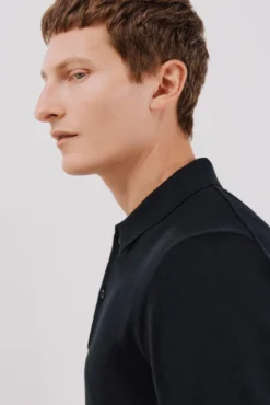 Suéter de cashmere de algodão com gola polo