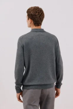 Suéter de cashmere de algodão com gola polo